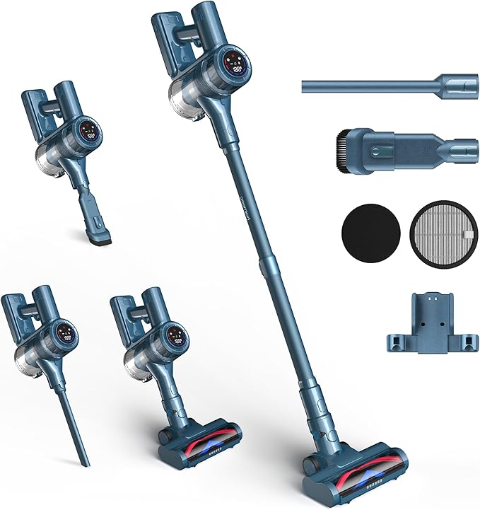 Cordless Vacuum CleanerStrong Suction &amp Powerful Stick VacuumUp to 50Mins RuntimeAutomatic Suction AdjustmentAll-in-One LED DisplayTangle-Free DesignLightweight Vacuum Cleaners for All Floor