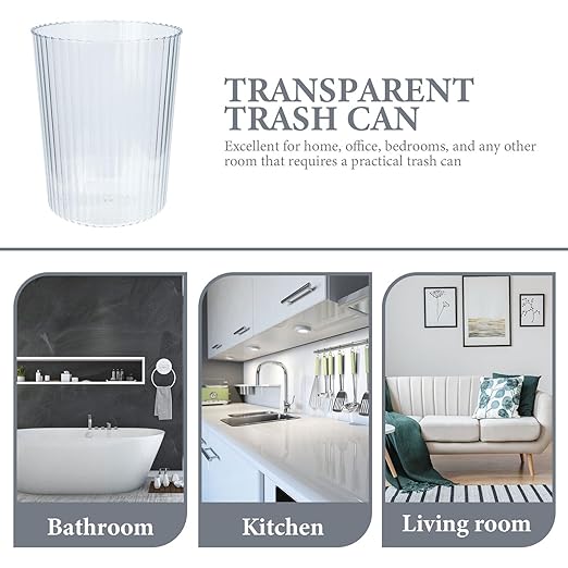 TIDTALEO Transparent Kitchen Trash Can Small Thickened Garbage Container for Bathroom Bedroom Office Practical Multi-Function Wastebasket with Chic Design for Home Organization