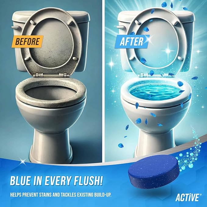 ACTIVE Automatic Toilet Bowl Cleaner and Jetted Tub Cleaner - Includes 12ct Toilet Bowl Cleaning Tablets and 32oz Jetted Tub Cleaner Liquid