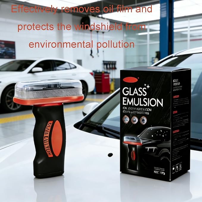 Handheld Glass Oil-Film Remover Emulsion Cleaner Glass Cleaning Board Improve Windshield Clarity Multifunctional Oil Film Remover with Micro Fiber Cloth (5pcs)
