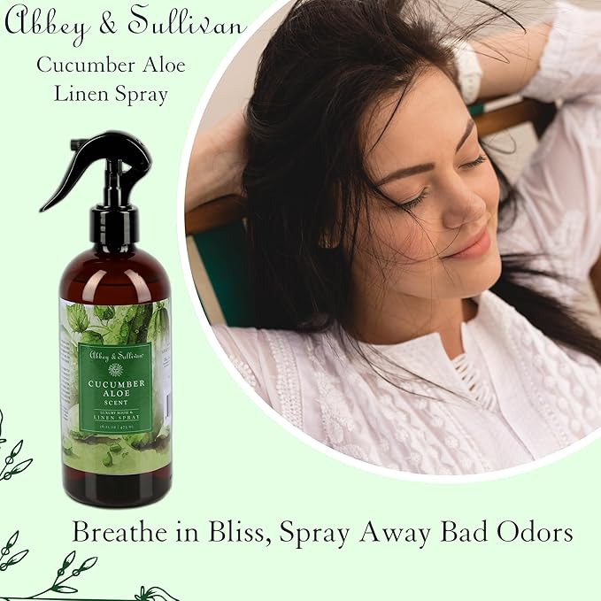 Abbey &amp Sullivan Linen Spray Cucumber Aloe Fabric Freshener and Fragrance Room Spray Pack of 2 16 oz