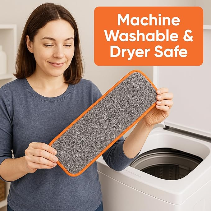 Superio Self-Wringing Microfiber Cleaning Mop with Hands-Free Wringing Blade and Reusable &amp Washable 8 x 4.5 Microfiber Mopping Pad for Home Kitchen Bathroom Streak-Free Cleaning