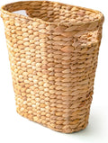KOKODO Oval Water Hyacinth Waste Basket – Handwoven Wicker Trash Can with Handles &amp Metal Frame BOHO Decorative Garbage Bin for Bathroom Bedroom Home Office (1-Pack)