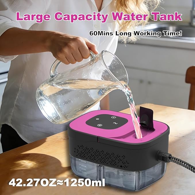 Portable Steam Cleaner for Cleaning with 16pcs Accessories 6-Level Adjustable 15s Heat-Up Handheld Steam Cleaner for Home Tile Grease Dirt Car Detailing Lightweight Design for Women&amp Girls
