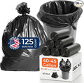 Delxo 40-45 Gallon Trash Bags 125 Count 40×48'' Large Black Garbage Bags – Light-to-Medium Duty Star-Seal Can Liners for Home Kitchen Yard &amp Office – Bulk Value Pack Made in USA