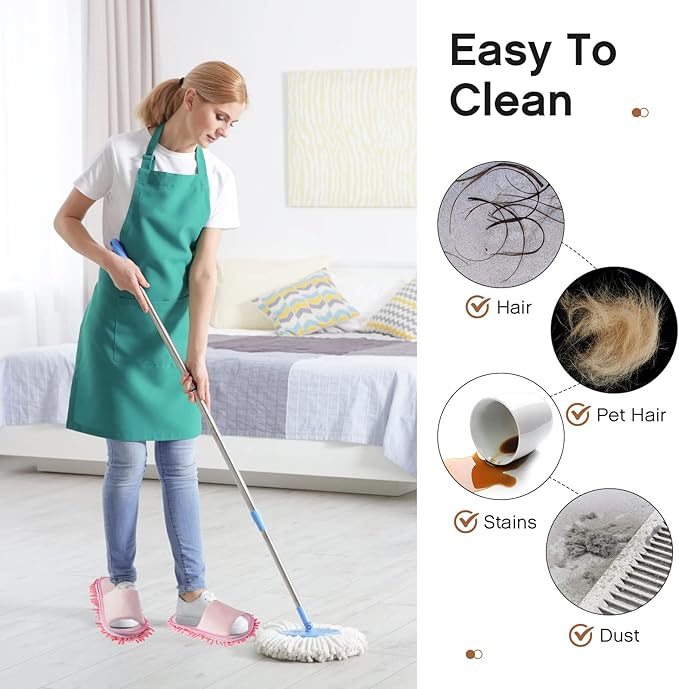 Jecery 4 Pair Washable Microfiber Mop Slippers Detachable Dusting Shoes for Floor Cleaning Office &amp Home Use Suitable for Women &amp Men(Black Beige Pink GrayM Size)