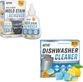 ACTIVE Dishwasher Cleaner and Mold Stain Remover - Includes 24ct Dishwasher Cleaning Tablets and 7oz Mold Stain Removal Gel