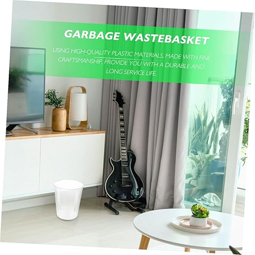 Cabilock Transparent Plastic Wastebasket for Home and Office Lightweight Compact Garbage Recycling Container Simple Stylish Trash Can for Living Bedroom Kitchen Use