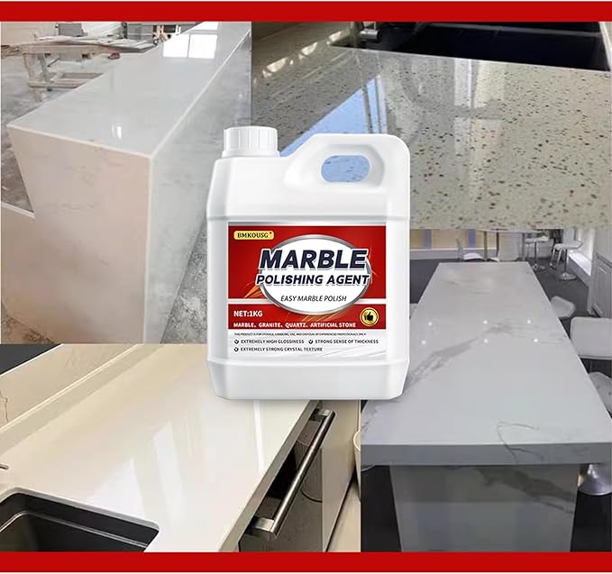 Professional Marble Polish Polishing Kit Marble &amp Granite Polishing Liquid – Restores Shine Safe for Quartz Travertine Tile – High-Gloss Finish Long-Lasting Protection (2.2LB)