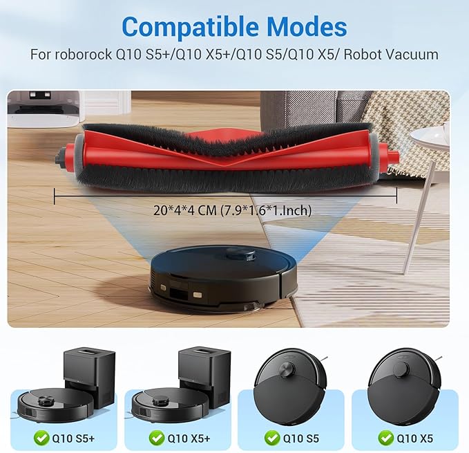 26 Pack Replacement Accessories Parts for Roborock Q10 S5/Q10 S5+/Q10 X5/Q10 X5+ Robot Vacuum Part with 2 Roller Brush4 Mop4 HEAP6 Mop6 Dust Bag6 Side Brushes1 Screwdriver1 Clean Brush
