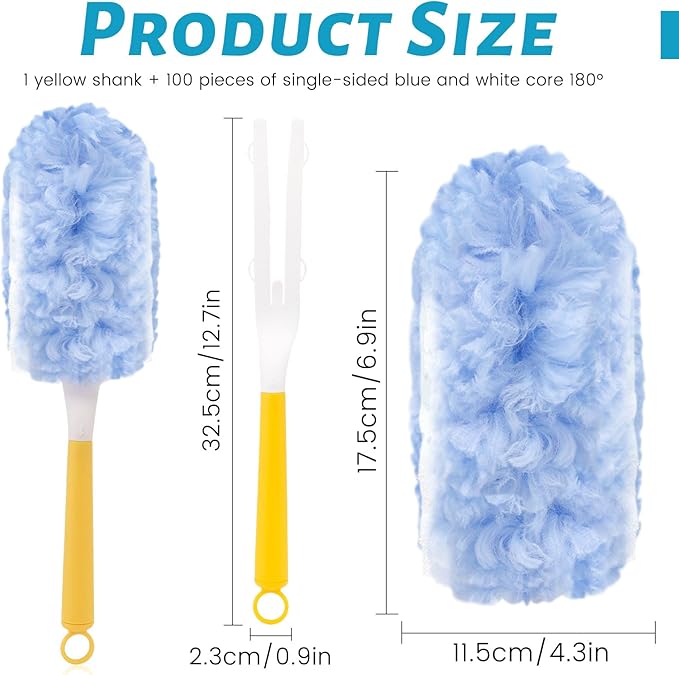 80PCS Dusters Refills 360°Duster Refill with Handle Disposable Dusters for Cleaning Household Cleaning Tools Cleaning House Must Haves (80Pcs360°)