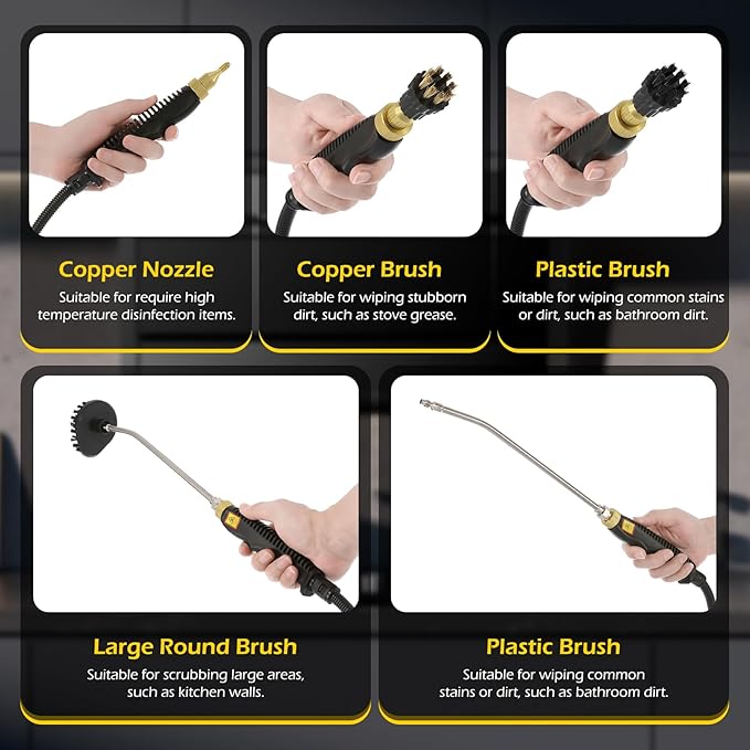 Dyna-Living Steam Cleaner 2500W Car Steamer for Auto Detailing Handheld Steamer Cleaner for Home High Pressure Steam Cleaner with 1L Water Tank Portable Steamer for Cleaning Kitchen