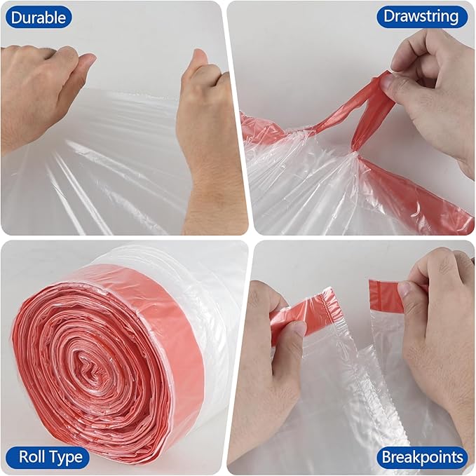 Pekky 10 Gallon Kitchen Trash Bags Medium Drawstring Garbage Bags 108 Counts
