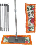 Long Handle Mop Extendable Splicing Rod Dry &amp Wet Rotating Wall Dust Cleaning Brush Ceiling Cleaner Household Tools(Orange-1cloth 5rod)