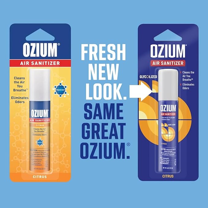 Ozium 0.8 oz. Air Sanitizer &amp Odor Eliminator for Homes Cars Offices and More Citrus Scent Pack of 6