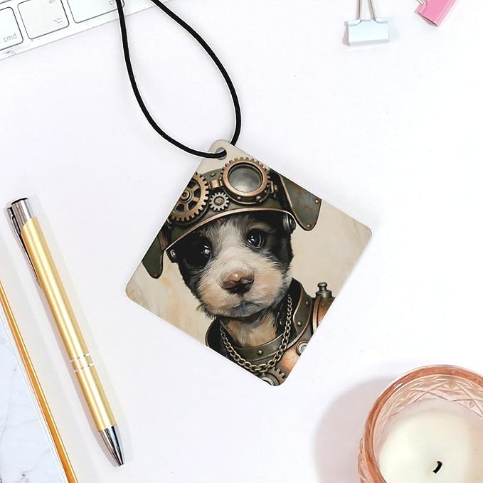 5PCS Car Air Freshener Hanging Personalized Double Sided Steampunk Puppy Car Fresheners Long Lasting New Cars Scents Cute Automotive Freshies for Closets Drawers (tea)