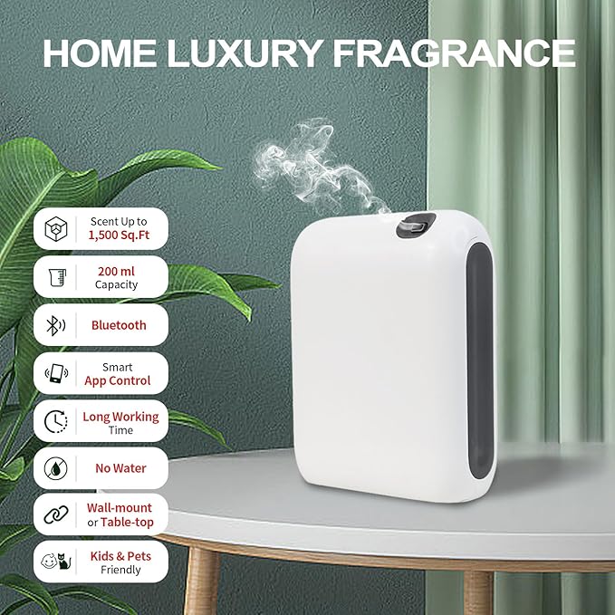 Scent Air Machine for Home 1500 Sq. Ft Coverage Waterless Essential Oil Diffuser with Smart Cold Air Technology Bluetooth Fragrance Diffuser for Large Room Hotel Spa Office
