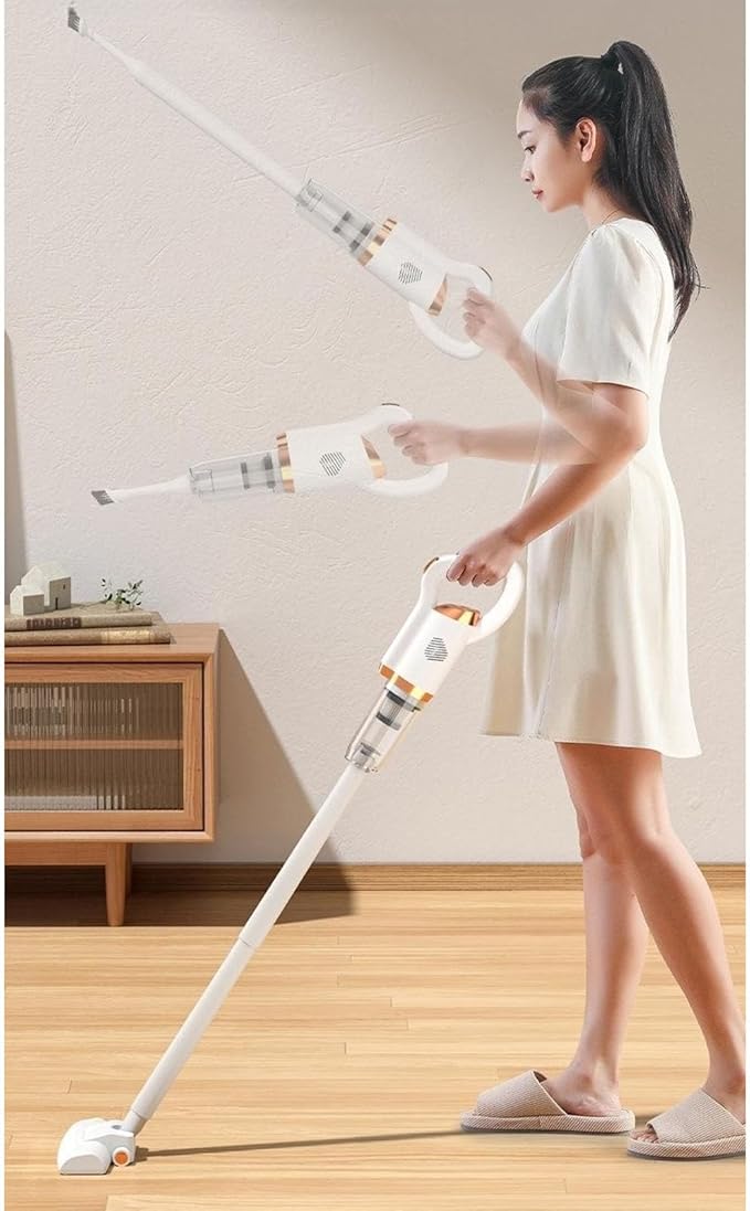 Pwshymi Cordless Vacuum Cleaner Handheld Stick Vacuum Cleaner with 8500PA Strong Suction for Hard Floor Carpet Pet Hair (White)