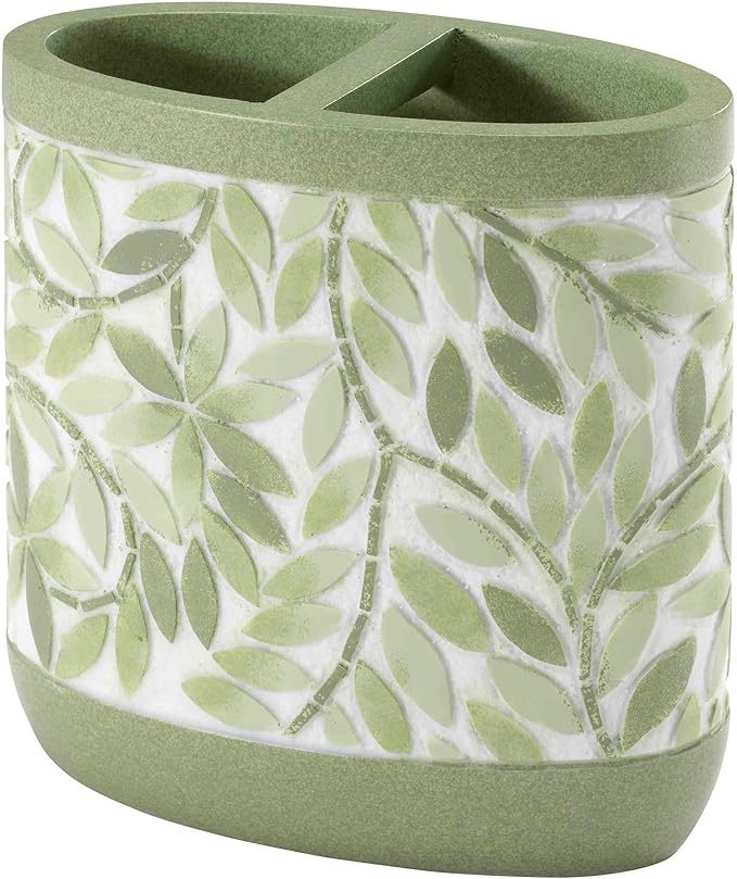 Avanti Linens - Bath Set 2pc Countertop Accessories Resin Toothbrush Holder &amp Lotion Pump (Stratford Collection Green)