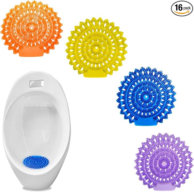 16 PCS Urinal Screen Deodorizer Urinal Cakes Anti-Splash Odor Protection for Men Bathroom Restroom Toilet Lemon Ocean Orange &amp Lavender Scents