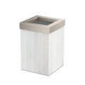 Gatco Small Bathroom Trash Can with Lid Square 3 Gallon Wastebasket Under Sink White Oak with Satin Nickel for Bathroom Bedroom Office (1936SN)