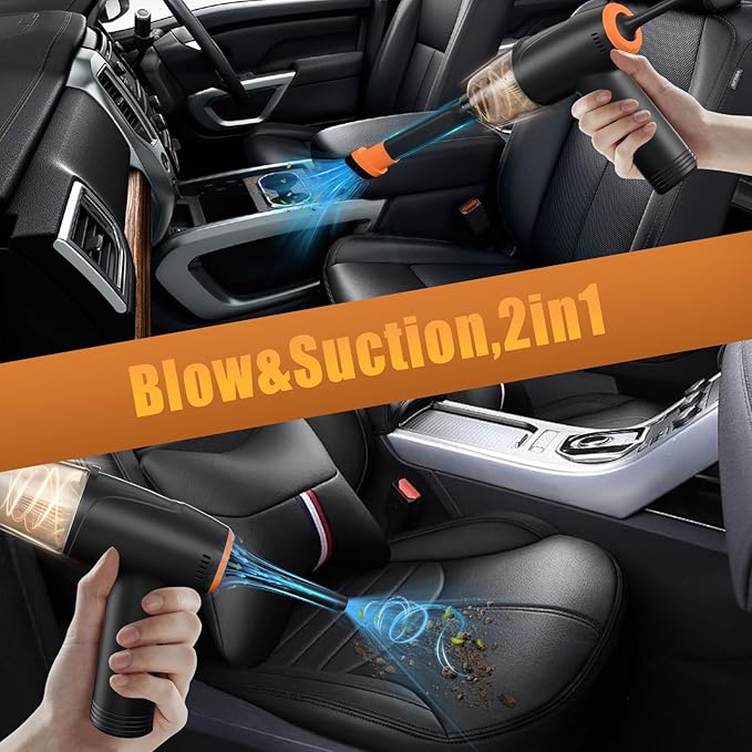 Handheld Car Vacuum Cleaner Cordless 9000Pa Vacuum and Air Duster Mini Car Vacuum Portable Cordless with 6000mAh Battery 3 Filters Storage Bag - Ideal for Home Office