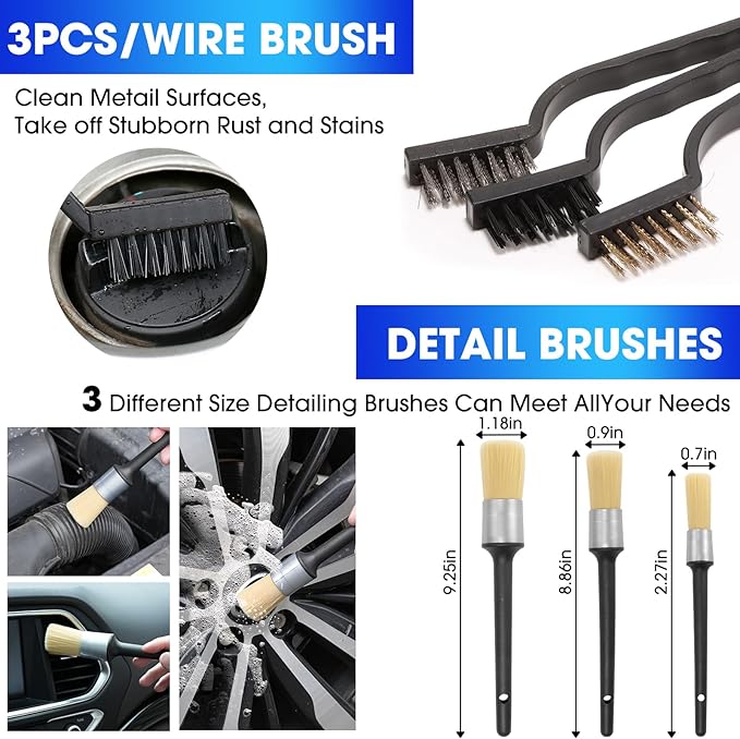 Viewsun Car Cleaning Kit 17PCS Car Interior Detailing Kit with Gray High Power Handheld Vacuum Detailing Brush Set Windshield Cleaner Cleaning Gel Complete Auto Accessories for Men Women