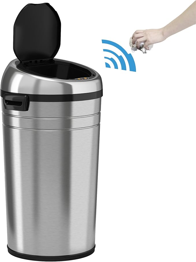iTouchless 23 Gallon Touchless Sensor Trash Can with Odor Control System &amp Wheels 87 Liter Commercial Size Automatic Garbage Bin Brushed Stainless Steel