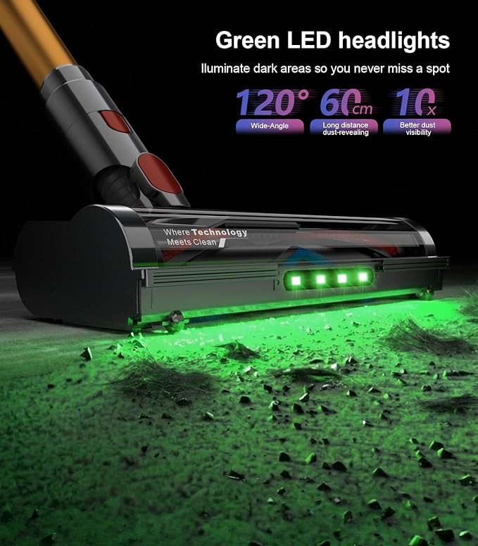 Cordless Stick Vacuum Cleaner: 550W 50KPA 45Mins with Powerful Suction Self-Standing Lightweight Wireless Rechargeable Handheld Vacuum with Touch Screen for Home Pet Hair/Carpets/Floors