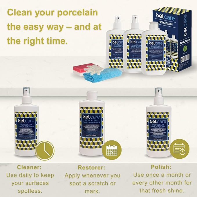 Porcelain Kitchen Countertop Cleaner &amp Bathroom Vanity Cleaner pH-Neutral Streak-Free Specially Formulated for Porcelain Surfaces – 17 fl oz
