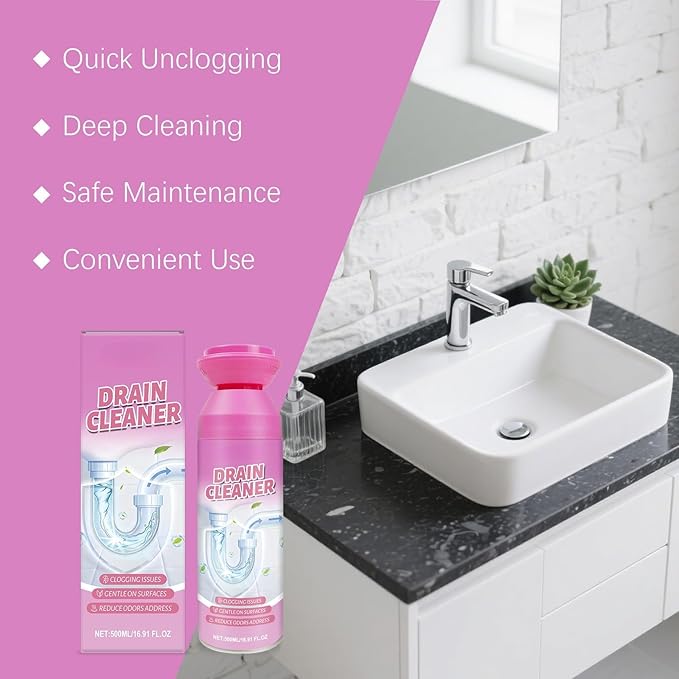 Foam Drain Cleaner Sink Drain Maintenance Cleaner For Home Hair &amp Grease Residue Remover For Kitchen Bathroom Pipes(1PCS)