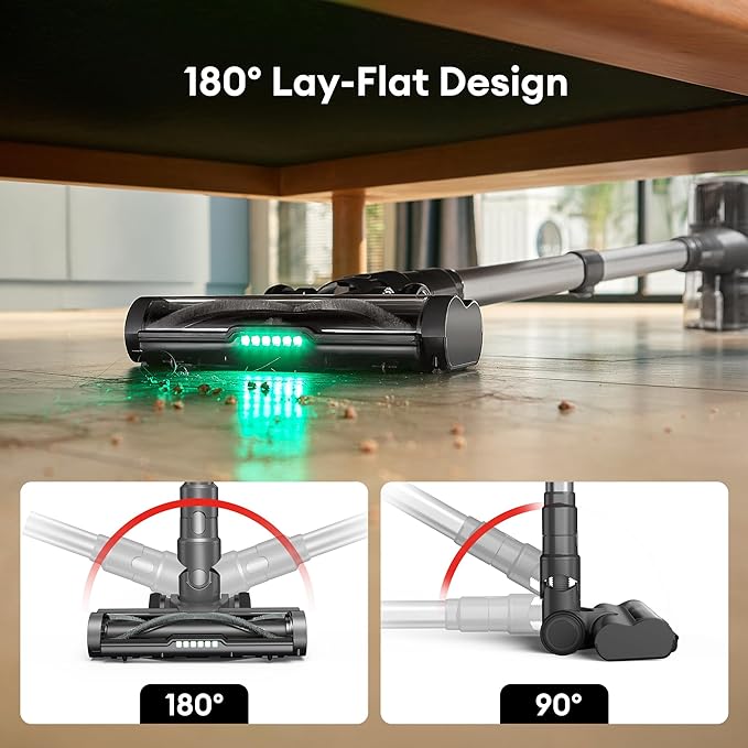 Ultenic Cordless Vacuum Cleaner 550W 50Kpa Stick Vacuum with Car Dashboard Screen Tangle-Free Brush for Pet Hair Max 45mins Runtime LED Display Tools for Hard Floor Carpet Car Cleaning U12
