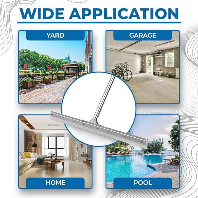 MHM AquaSlide PushPro – 28-Inch Heavy Duty Squeegee for Concrete Floors &amp Wet Surfaces | Industrial Rubber Blade Water Removal Tool for Garages Warehouses Driveways &amp Commerical Use