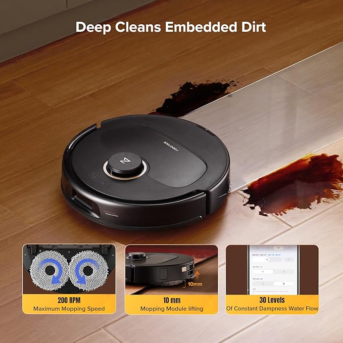 roborock Qrevo S5V Robot Vacuum and Mop FlexiArm Edge Mopping 12000Pa Suction Dual Zero-Tangle System Smart Obstacle Avoidance 10mm Mop Lifting Auto Mop Washing&ampDrying Self-Emptying&ampRe