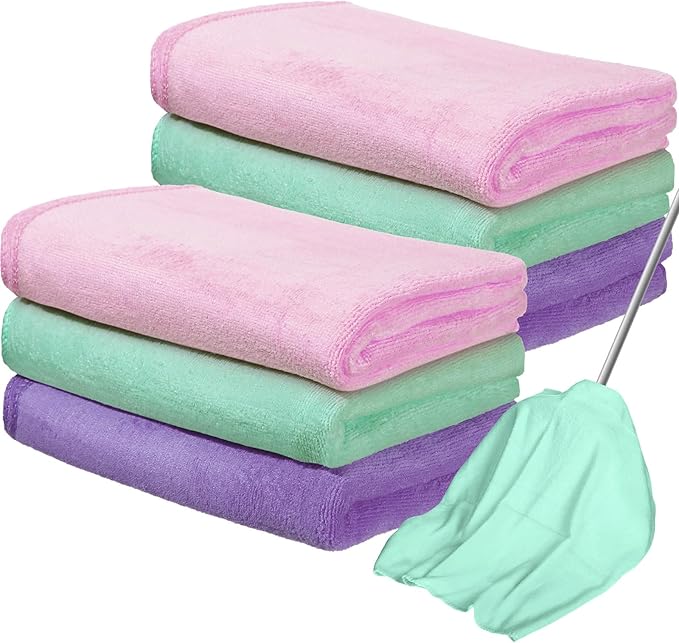 Newwiee 6 Pcs Extra Large Microfiber Cleaning Cloth 30 x 20 Washable Reusable Microfiber Towel Streak Free Lint Free Cloth for Cleaning Home Glass Office Window Bathrooms (Pastel Colors)