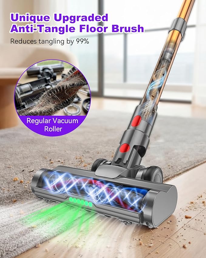 YU7 Max Cordless Vacuum Cleaner 600W 70Min 55kPa Powerful Suction Stick Vacuum Anti-Tangle Touch Screen Self-Standing Lightweight Wireless Vac for Home Pet Hair Carpet Hard Floors