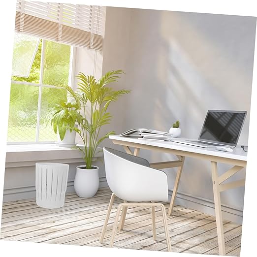 Small White Open-Top Trash Can Thickened Hollow Wastebasket Plastic Garbage Bin for Office Bedroom Home Multi-Function Waste Container