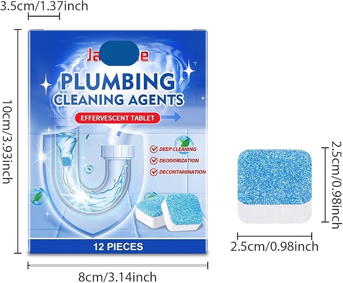 Instant Drain Cleaner Tablets - Unclog Kitchen &amp Bathroom Drains Remove Grease Eliminate Odors Fast Acting Formula(1PCS)