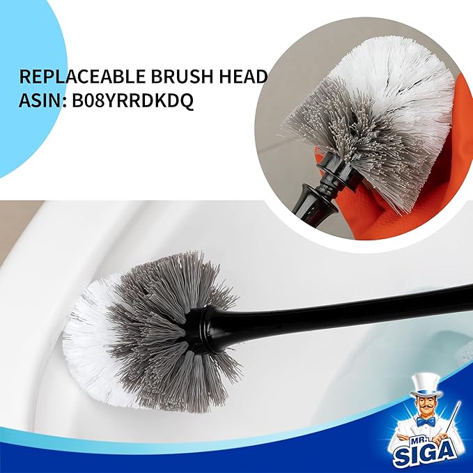 MR.SIGA Toilet Plunger and Bowl Brush with Holder Heavy Duty Toilet Brush and Plunger Set for Bathroom Cleaning Black 1 Set