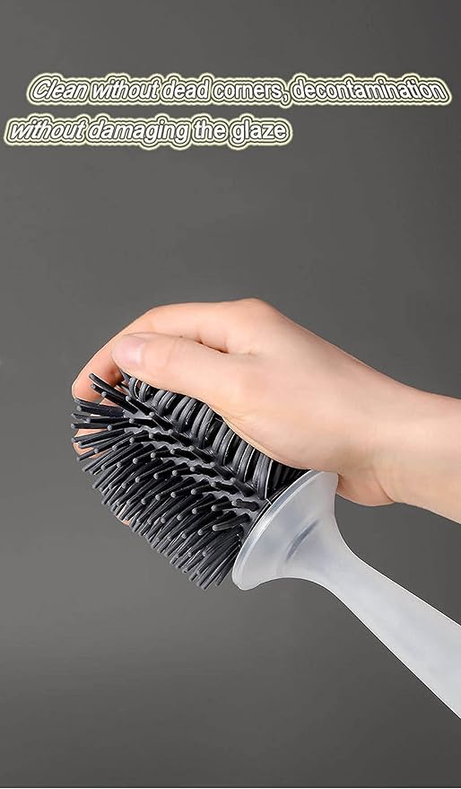 Silicon Toilet Bowl Cleaning Brush SetWall Mount Toilet Brush Refillable Toilet Brush Diatom Mud Absorbent Soft Bristled Silicone Toilet Brush