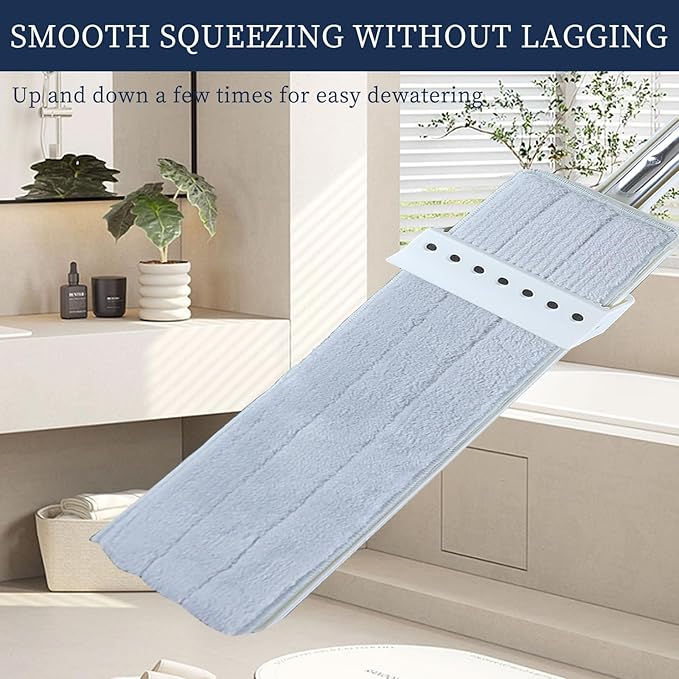 Professional Floor Mop with 360° Rotating Head 51-Inch Stainless Steel Handle White 6 Microfiber Pads 42x12cm Head for All Hard Surfaces (White)