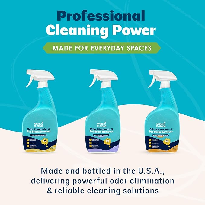 Urine B-Gone Professional Enzyme Odor Eliminator &amp Pet Stain Remover Human Cat &amp Dog Urine Cleaner Effective on Laundry Carpets &amp More Original Scent 32oz Pack of Two