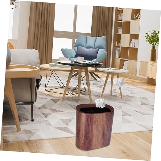 Elegant Marble Finish Trash Bin Bathroom Trash Can Compact Office Floor Waste Bucket
