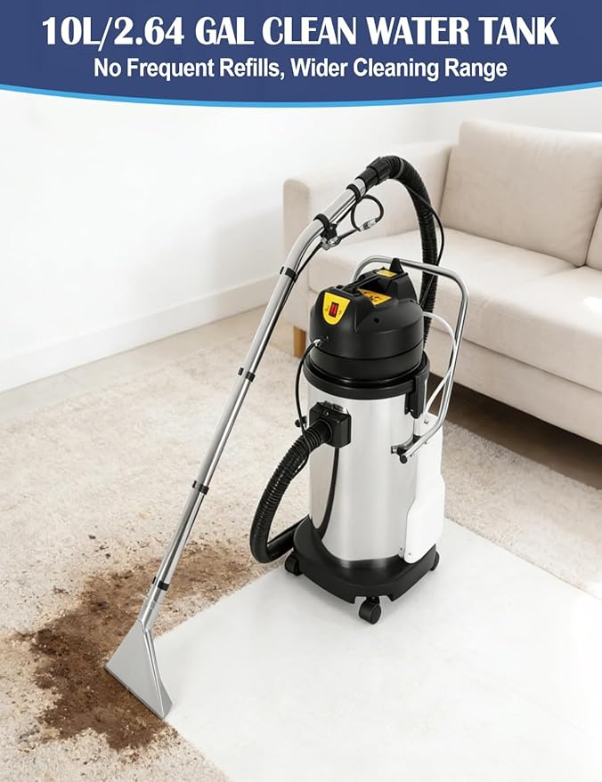 40L/11Gal Commercial Carpet Cleaner 3 in 1 Multi-Purpose Floor Cleaning Machine Vacuum Cleaner 1049W Professional Heavy Duty Extractor Vacuum Washing Machine for Curtain Sofa Carpet Cleaning Machine