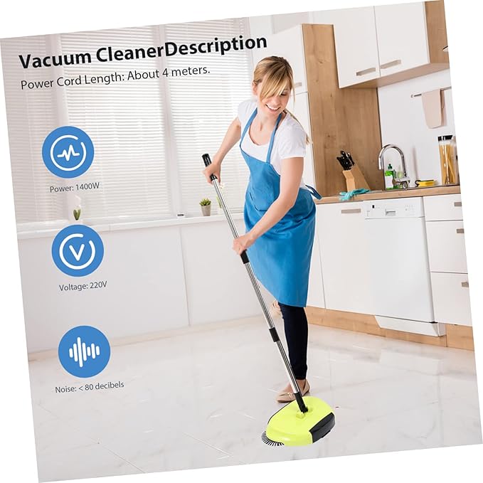 Hand Push Floor Sweeper Dustpan and Trash Bin 360° Rotating Cleaning Mop for Multi-Surface Use Random Color