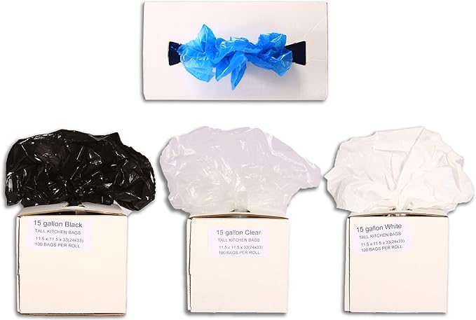 RESILIA Tall 15 Gallon Trash Bags - Black Recycling 100 Bags/Roll 1 Mil 0.001 Inch Thick 24x33 inches (WxH) Wire Ties Included MADE IN USA