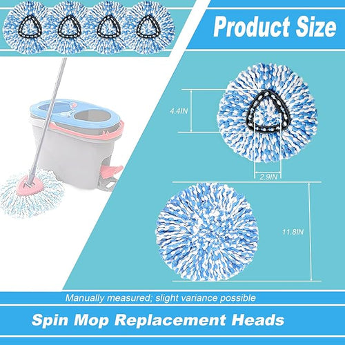 16 Pack Spin Mop Replacement Heads Only Fit for RinseClean 2-Tank System 100% Microfiber Spin Mop Refill HeadSpinning Mop Head Replacement for Floor Cleaning