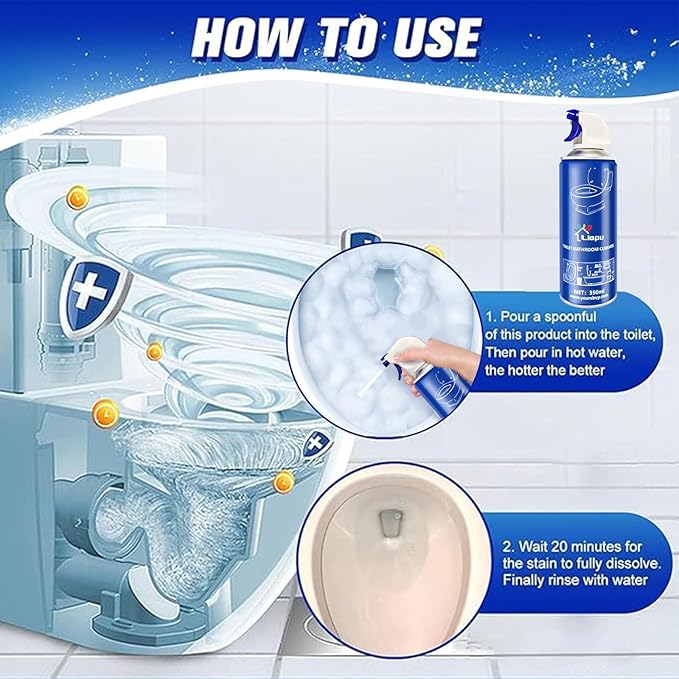 Powerful Toilet Bowl Cleaner – Rapid Stain Remover Eliminates Limescale &amp Odors Fresh Mint Scent Eco-Friendly Formula Safe for Pipes &amp Septic Tanks (4)