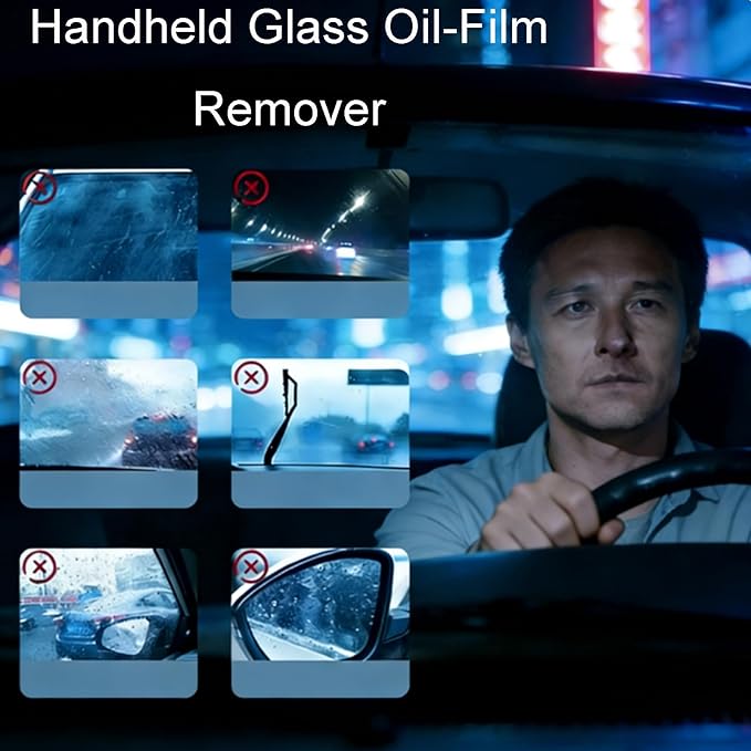 Handheld Glass Oil-Film Remover Emulsion Cleaner Glass Cleaning Board Improve Windshield Clarity Multifunctional Oil Film Remover with Micro Fiber Cloth (5pcs)