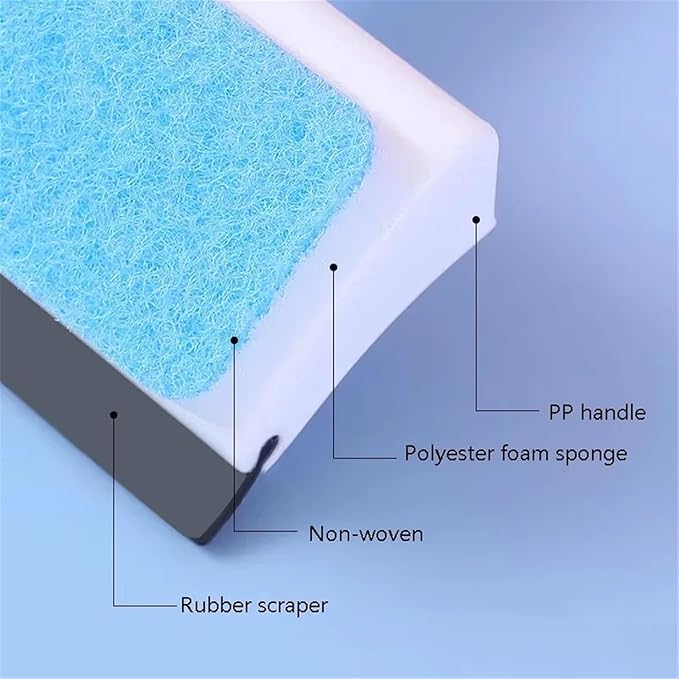 Double Sided Glass Cleaner Brush Sponge for Windows Mirrors Shower Long Handle Bathroom Car Windshield Cleaning